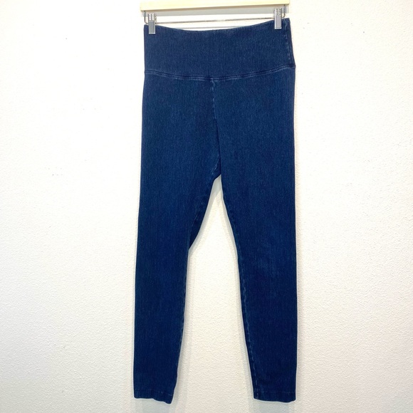 Lyssé High Rise Toothpick Blue Knit Denim Jeans Medium - Picture 1 of 6